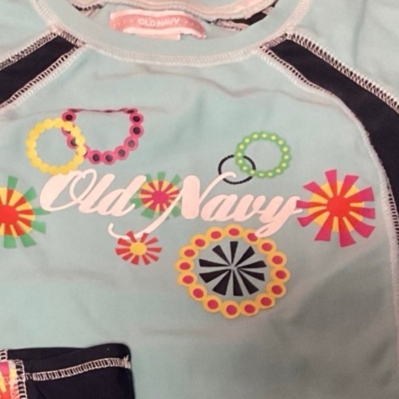 Blue/Navy Two Piece Bathing Suit w/ Brand Logo - Picture 2 of 2